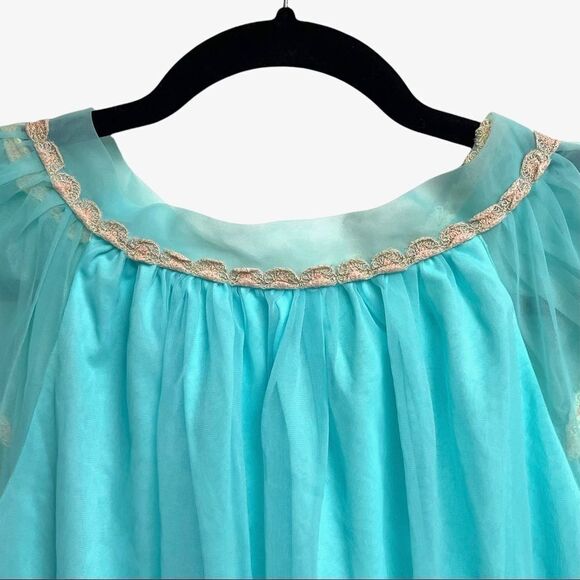 Canadian MAID Vintage Babydoll Sleepwear Lingerie 2 Piece Set Turquoise S - Picture 3 of 16